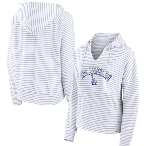 Fanatics Tops - Los Angeles Dodgers Fanatics Women's Striped Arch Pullover Hoodie Sweatshirt 2XL